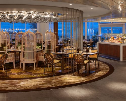 Solarium Bistro SY, Symphony of the Seas, Solarium Bistro - Deck 15 Forward Center, table seating, buffet,